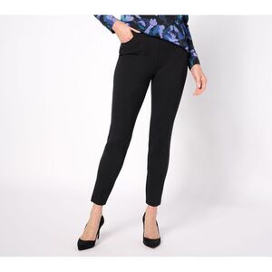 Susan Graver Women's Petite Pants 3XP Status Stretch Slim Leg Black A623500